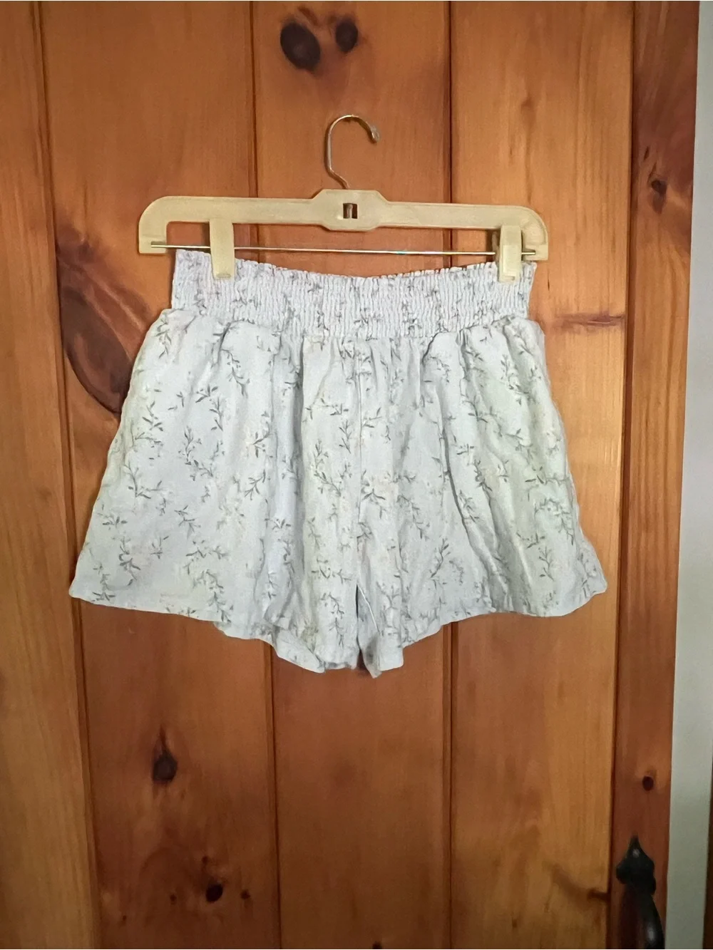Girls Cream Floral High-Waist Elastic Shorts